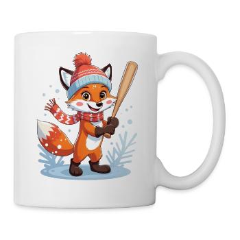 Winterfuchs Illustration mit Mütze und Schal - Tasse - Weiß - Rechts