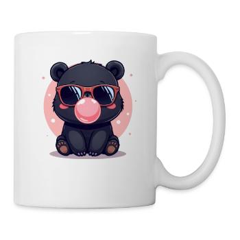 Bear illustration with sunglasses and bubblegum - Mug - white - Right
