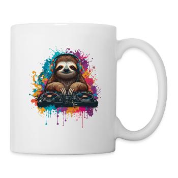 Sloth at the mixing desk - Mug - white - Right