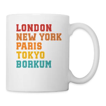 Mer du Nord LONDRES NEW YORK PARIS TOKYO BORKUM - Mug blanc - blanc - Droite