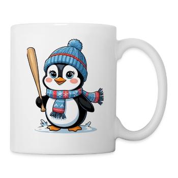 Illustration du Pingouin d’Hiver avec écharpe et chapeau - Mug blanc - blanc - Droite