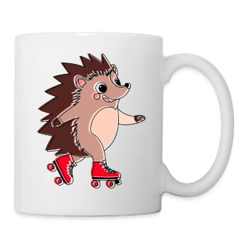 Igel auf Inlineskates – Niglo auf Inlineskates - Tasse - Weiß - Rechts