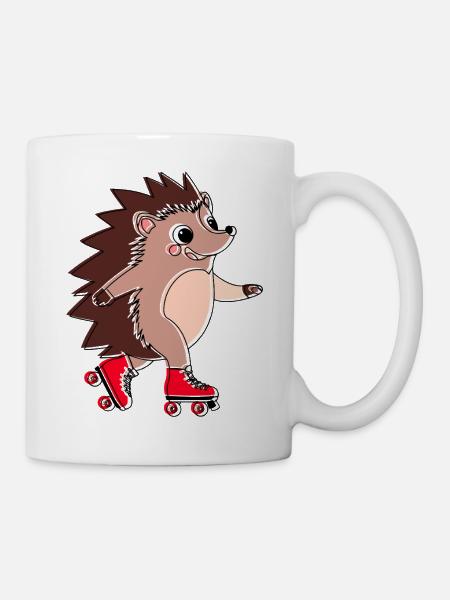 Hedgehog on rollerblades - Niglo on rollerblades - Mug - white