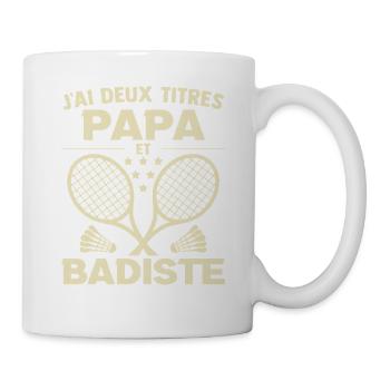 Papa Badminton Cadeau Anniversaire Fête Des Pères  - Mug blanc - blanc - Droite
