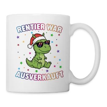 Weihnachtsdino mit Sonnenbrille - Tasse - Weiß - Rechts