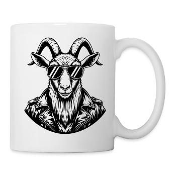 Cool billy goat with sunglasses – Line Art - Mug - white - Right