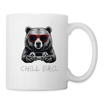 Gamer Bär mit Controller & Sonnenbrille Chill Bro - Tasse - Weiß - Rechts