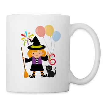 Modèle de petite sorcière pour le 6e anniversaire d'une fille - Mug blanc - blanc - Droite