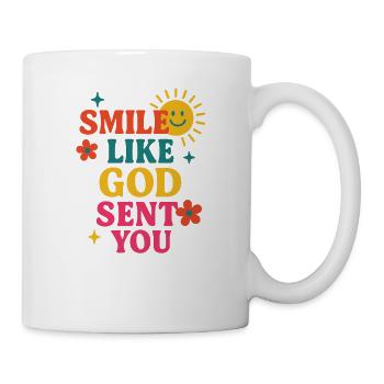Lächle, als hätte Gott dich geschickt, Christian sagt - Tasse - Weiß - Rechts