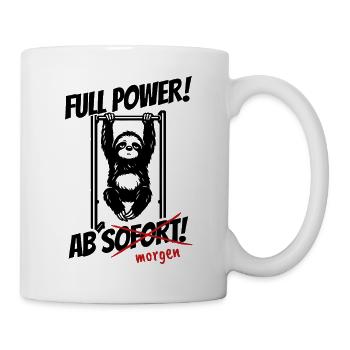 Paresse | Pleine puissance à partir de demain | Diction de la forme physique - Mug blanc - blanc - Droite