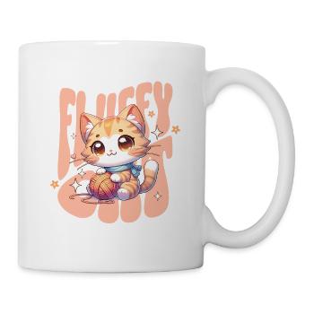 Cuddly Kitten with Yarn Ball Fluffy Cat Cat - Mug - white - Right