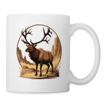 Deer illustration in rocky wilderness landscape - Mug - white - Right
