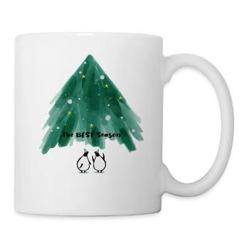 De mignons manchots sous le sapin de Noël - Mug blanc - blanc - Droite
