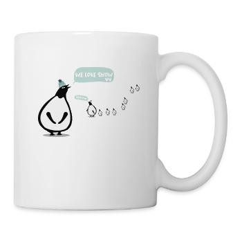 Illustration mignonne de manchots d’hiver - Mug blanc - blanc - Droite