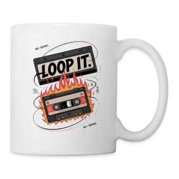 Retro Kassette mit "Loop It" Flammen-Design - Tasse - Weiß - Rechts