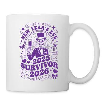 Silvester 2025 Überlebender 2026 Mitternachtsmagie - Tasse - Weiß - Rechts