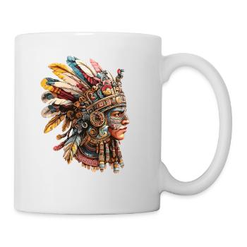 Aztec Feather Headdress Headgear - Mug - white - Right