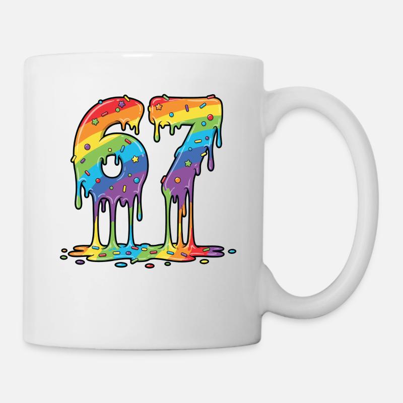 Rainbow 67 Meme-Feier - Tasse - Weiß