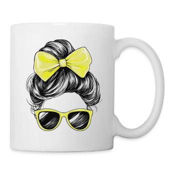 Woman Sunglasses Hair Bow Girl Yellow - Mug - white - Right
