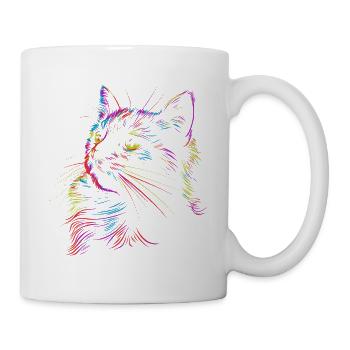 Colorful cat art in sketch style - Mug - white - Right