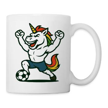 Unicorn Soccer Mascot Celebrating a Goal - Mug - white - Right