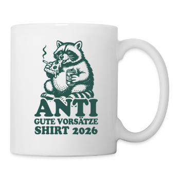 Waschbär | Anti gute Vorsätze 2026 - Tasse - Weiß - Rechts