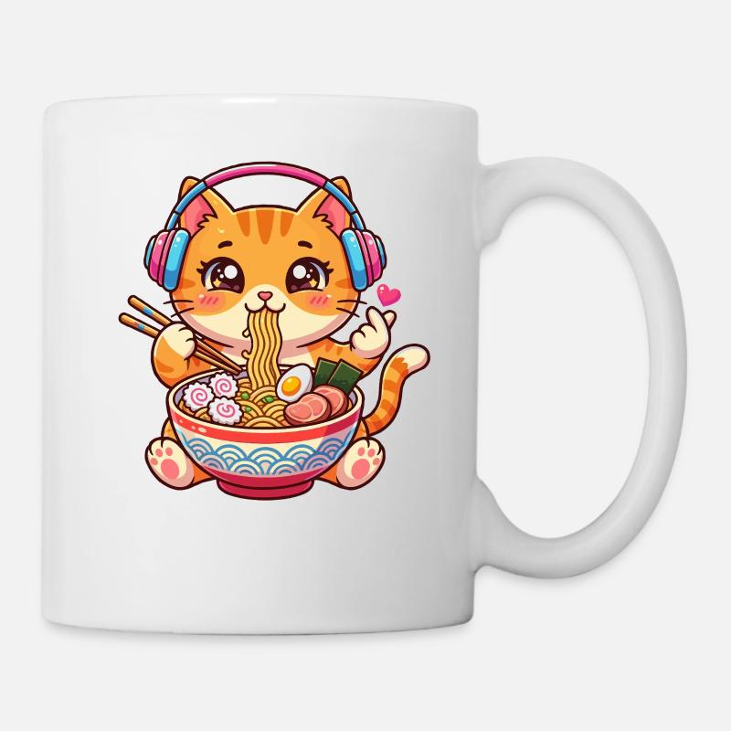 Musique de ramen de chat de Kawaii - Mug blanc - blanc