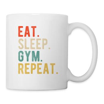 Eat Sleep Gym Repeat Retro Fitness Quote - Tasse - Weiß - Rechts