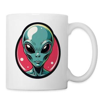 Neon Alien Kopf Portrait - Tasse - Weiß - Rechts