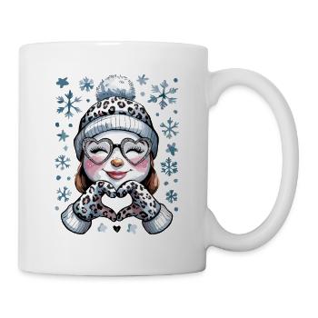Fille bonhomme de neige d’hiver avec imprimé léopard - Mug blanc - blanc - Droite