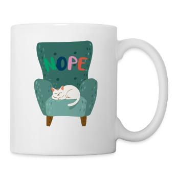 Niedliche schlafende Katze mit "NOPE" Lazy Mood  - Tasse - Weiß - Rechts