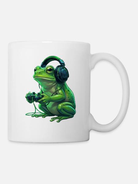 FroschGamer mit Kopfhörern - Tasse - Weiß