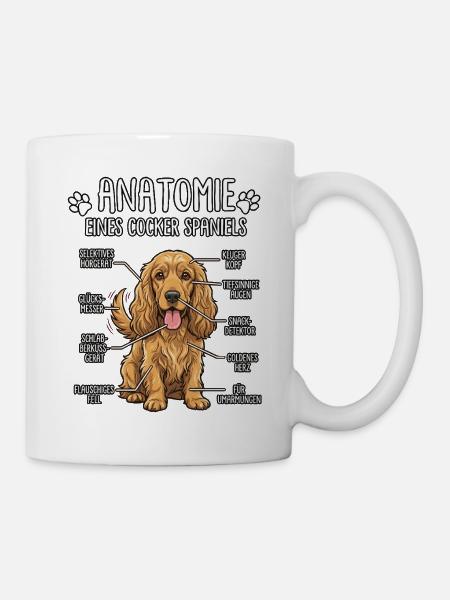 Cocker Spaniel: Die wahre Anatomie - Tasse - Weiß