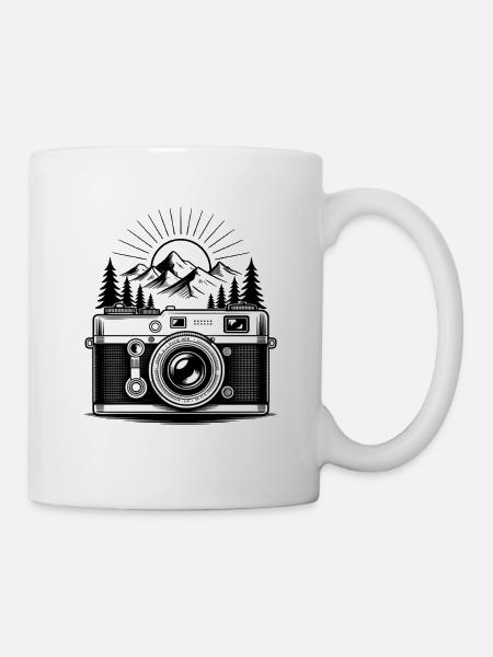 Wandern Wanderer Berge Fotograf Kamera - Tasse - Weiß