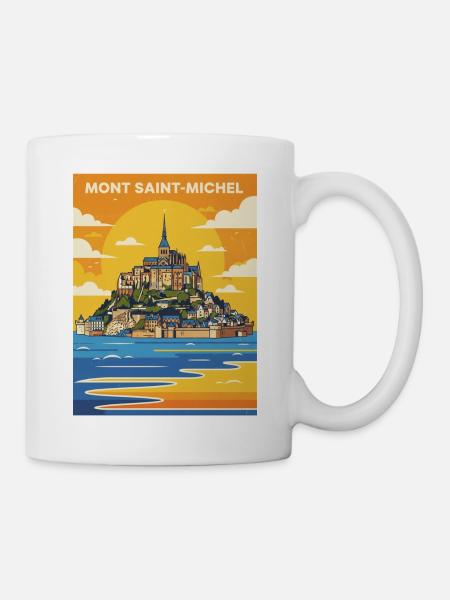 Mont Saint-Michel Plakat - Tasse - Weiß