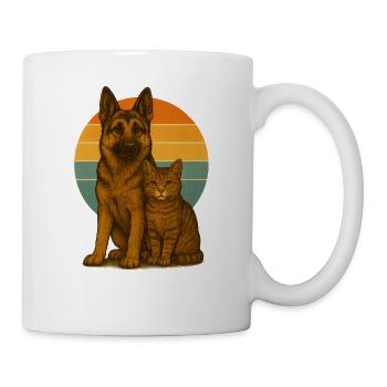Deutscher Schäferhund und Katze - Tasse - Weiß - Rechts