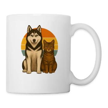 Husky und Katze - Tasse - Weiß - Rechts