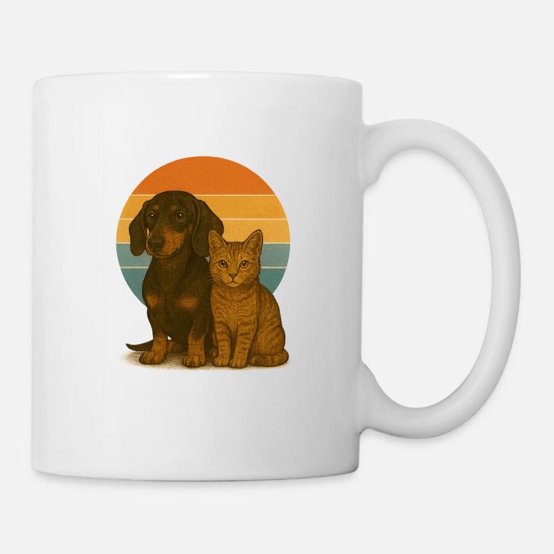 Teckel et chat - Mug blanc - blanc