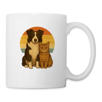 Border Collie und Katze - Tasse - Weiß - Rechts