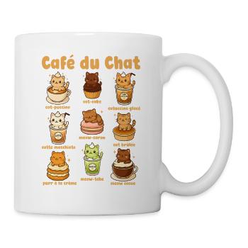Café Du Chat Cute Cat Coffee Pun - Mug - white - Right