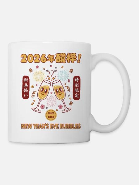 Silvester-Bubbles-Feier 2026 - Tasse - Weiß