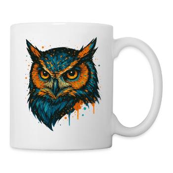 Farbige Eulenkopf Splashkunst - Tasse - Weiß - Rechts