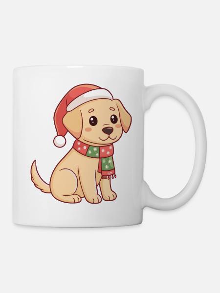 Welpen-Weihnachtsglanz - Tasse - Weiß