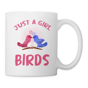 Just one girl loves birds - Mug - white - Right