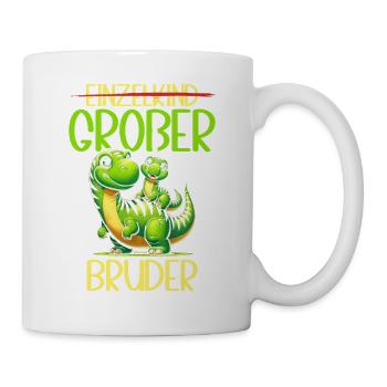 Großer Bruder Dinosaurier Dino Geschwister Motiv - Tasse - Weiß - Rechts