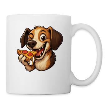 Süßer Beagle Hund Cartoon Pizza Pizzaliebhaber - Tasse - Weiß - Rechts