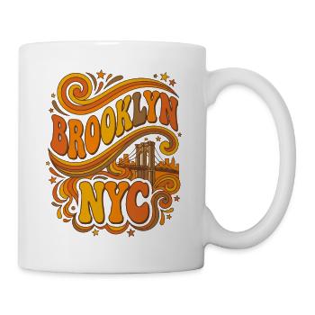 Brooklyn NYC – Retro 70er Bridge Orange - Tasse - Weiß - Rechts