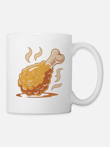 Knuspriges Hähnchenbein Cartoon - Tasse - Weiß
