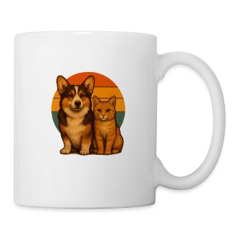 Corgi und Katze - Tasse - Weiß - Rechts
