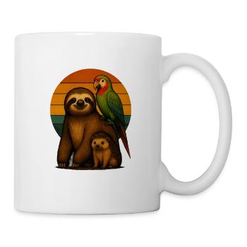 Faultier Papagei Igel - Tasse - Weiß - Rechts